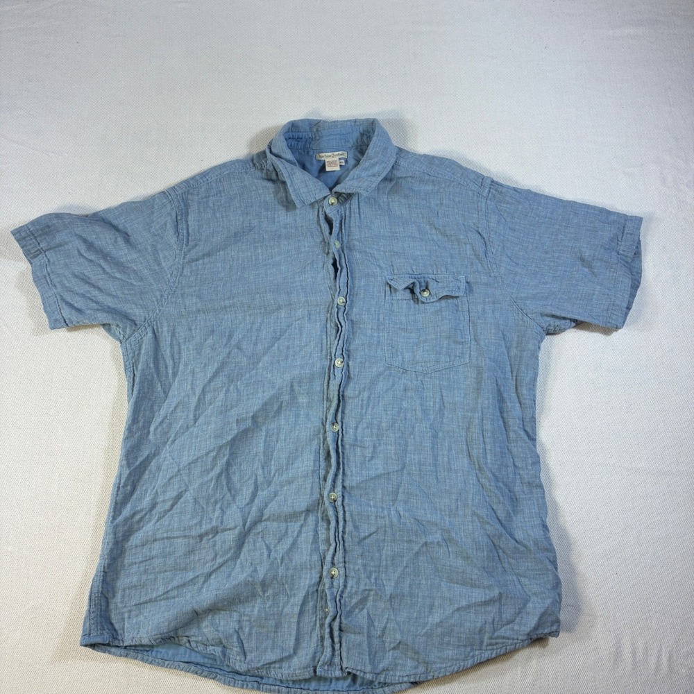 Carbon2Cobalt Men's XL Blue Short Sleeve Button Down 100% Cotton Shirt